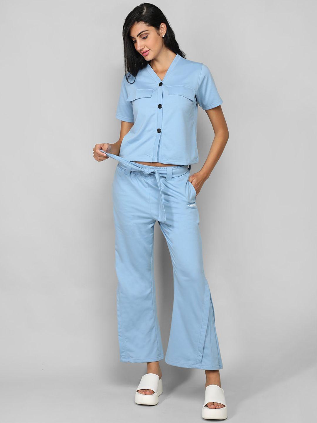 chkokko v-neck shirt with trousers co-ords