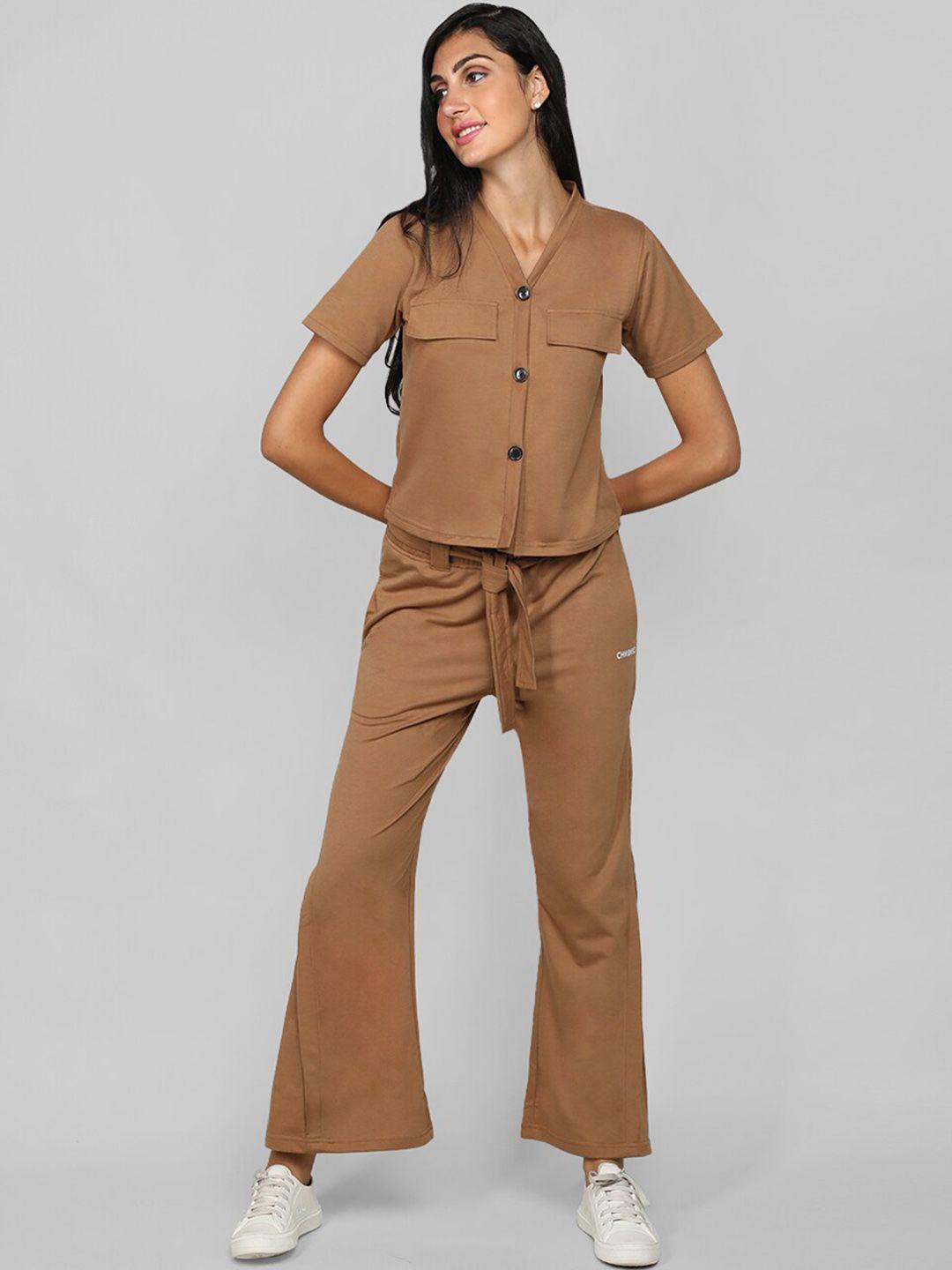 chkokko v-neck shirt with trousers co-ords