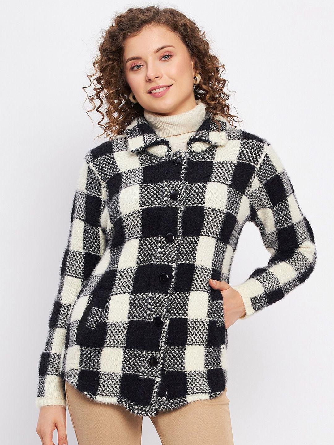 duke women checked cardigan sweater