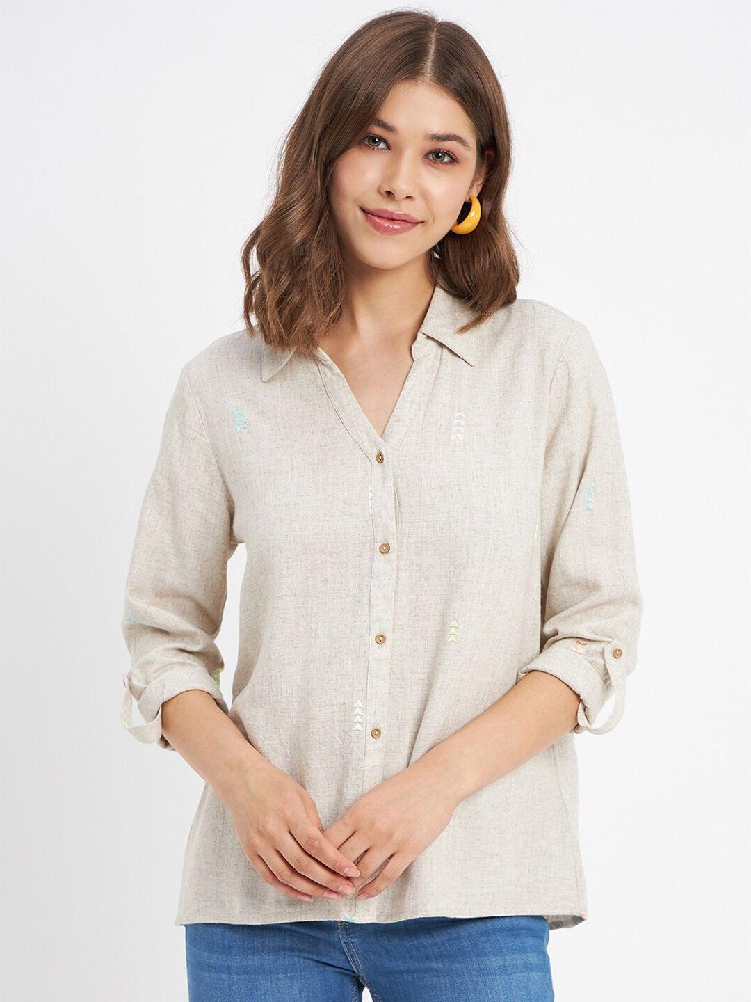 madame roll-up sleeves shirt style top