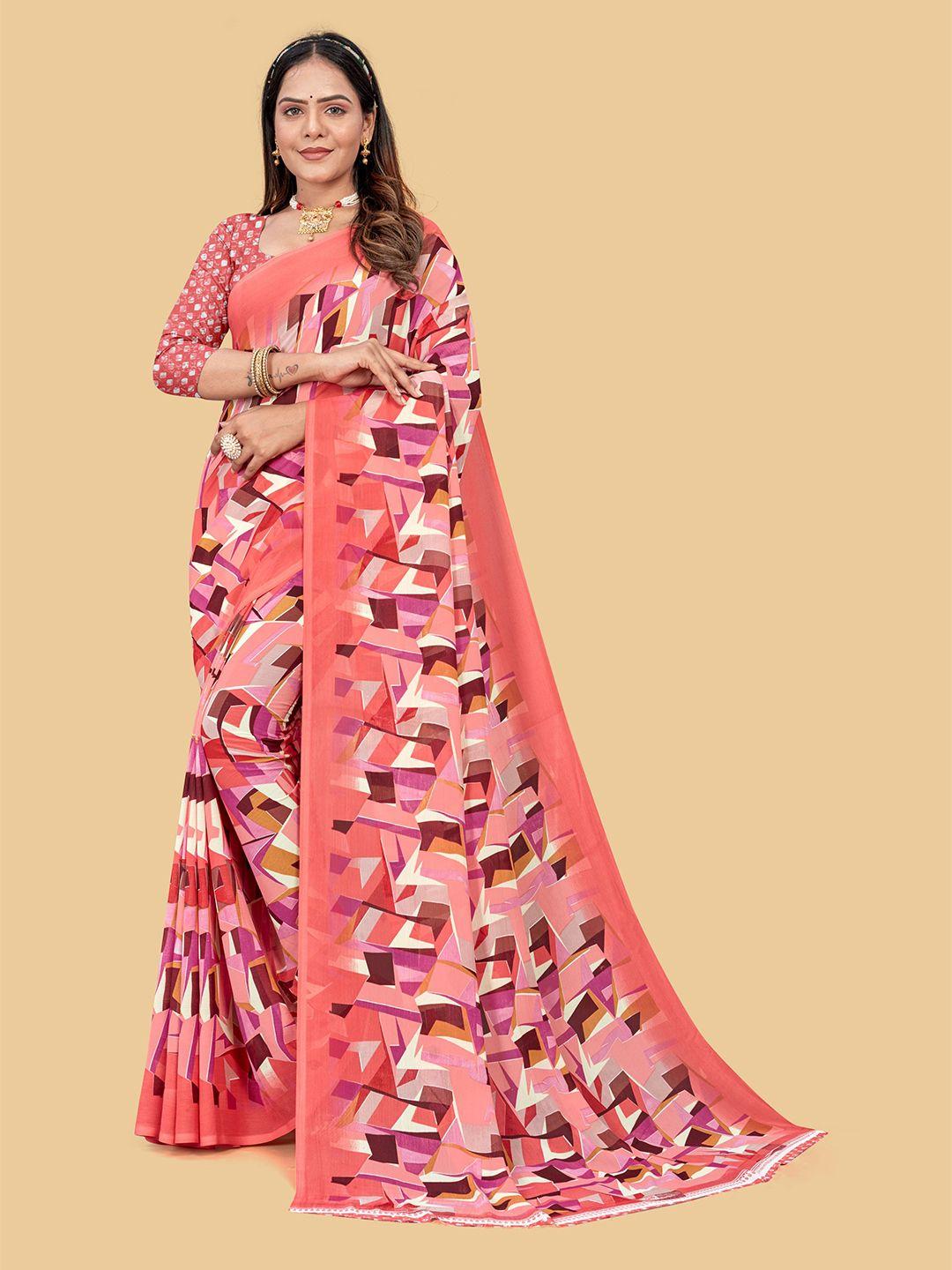 dori abstract printed pure chiffon saree