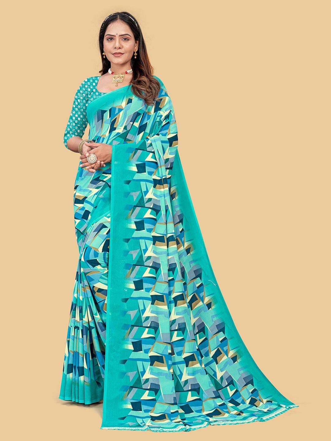 dori abstract printed pure chiffon saree