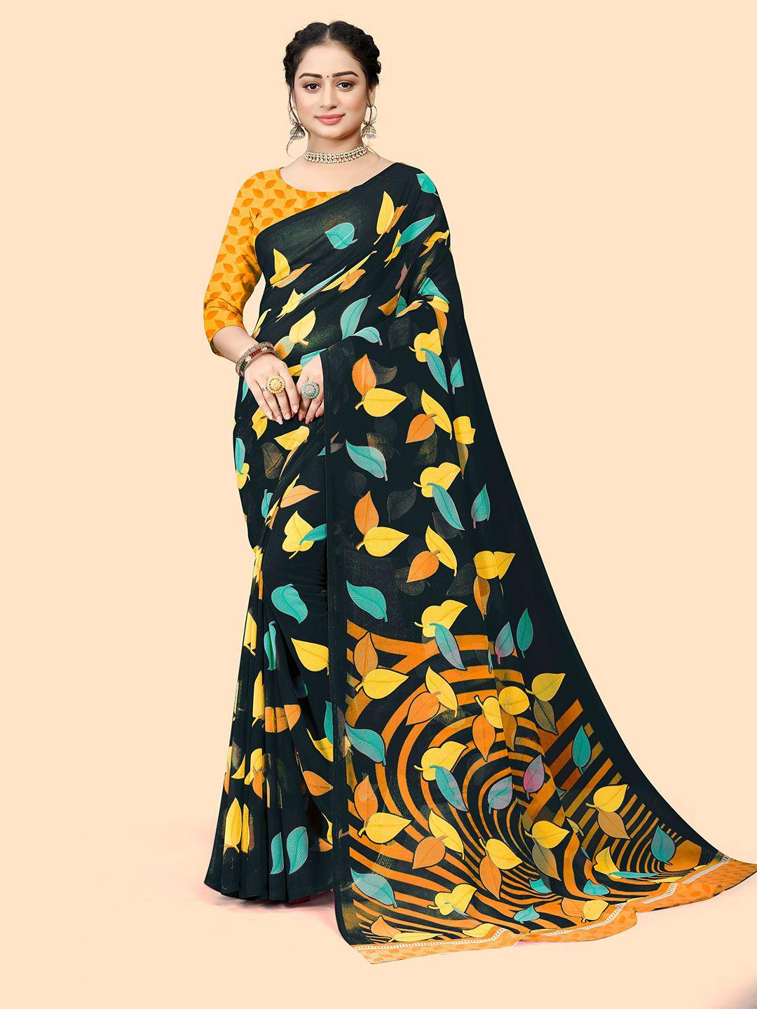 dori leaf printed pure chiffon saree