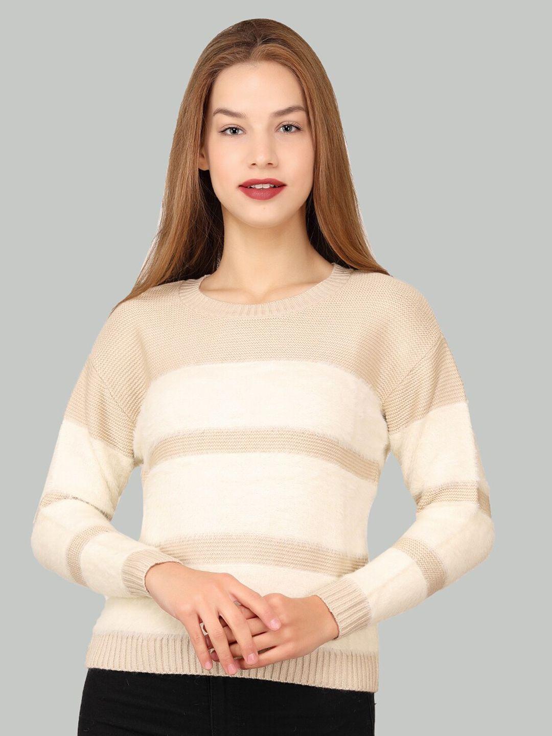 la-vita striped self design woollen pullover sweater