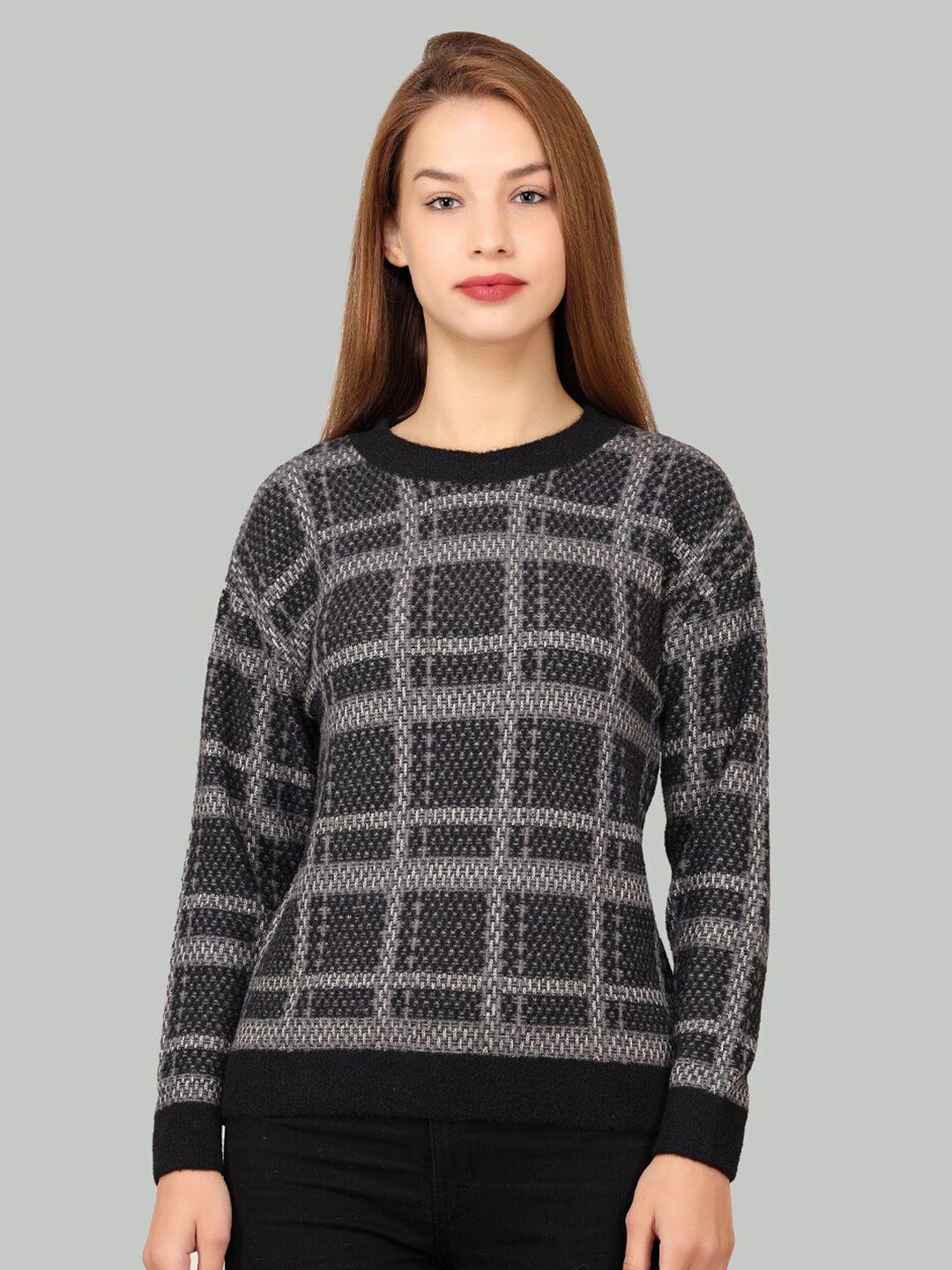 la-vita geometric self design woollen pullover sweater