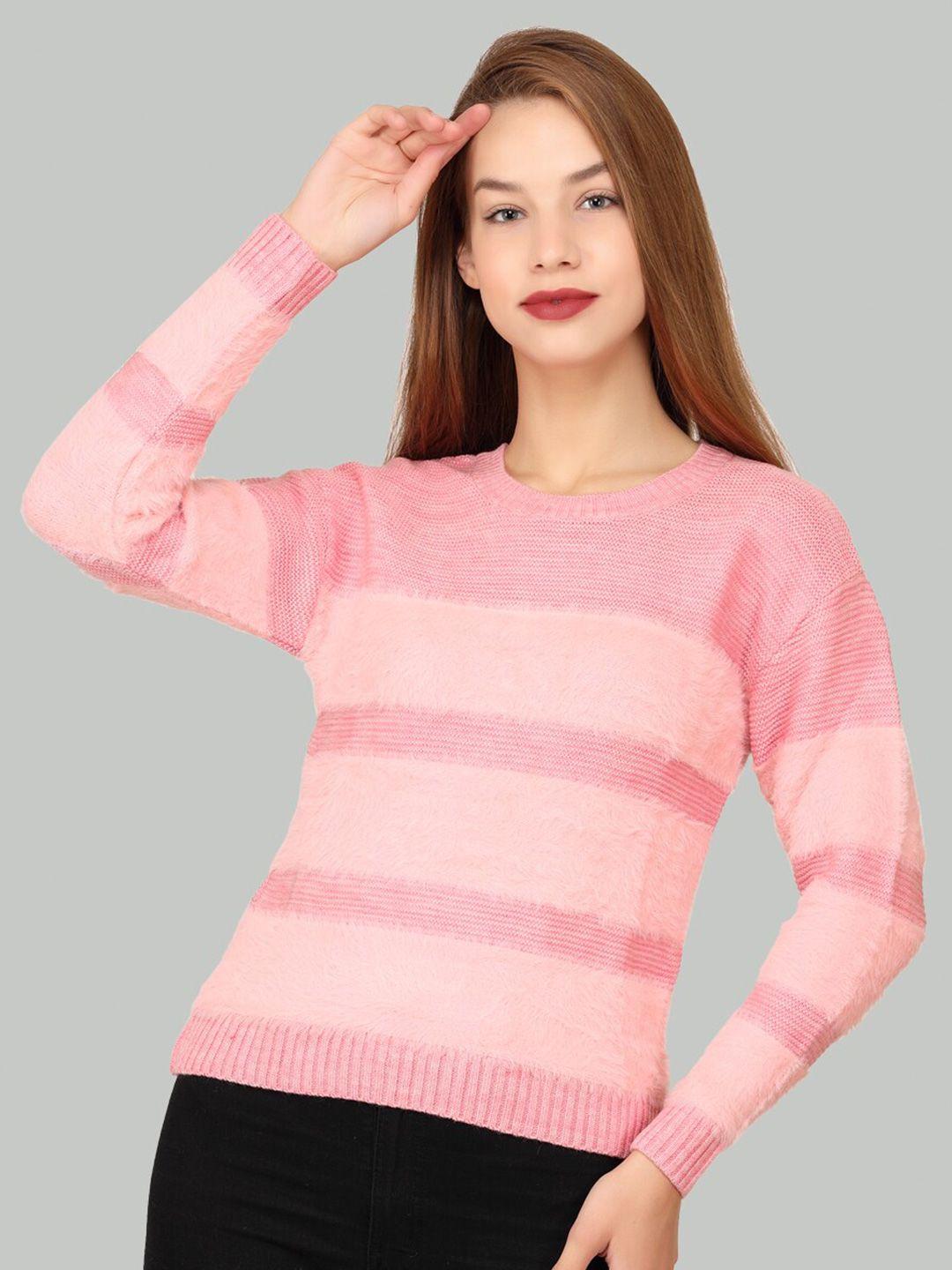 la-vita striped self design woollen pullover sweater