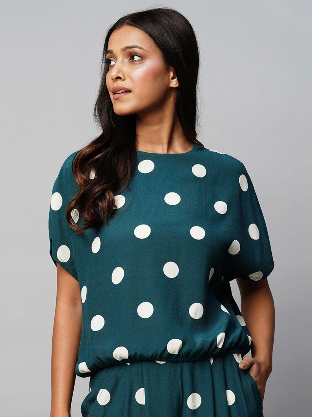 chemistry polka dot printed extended sleeves top