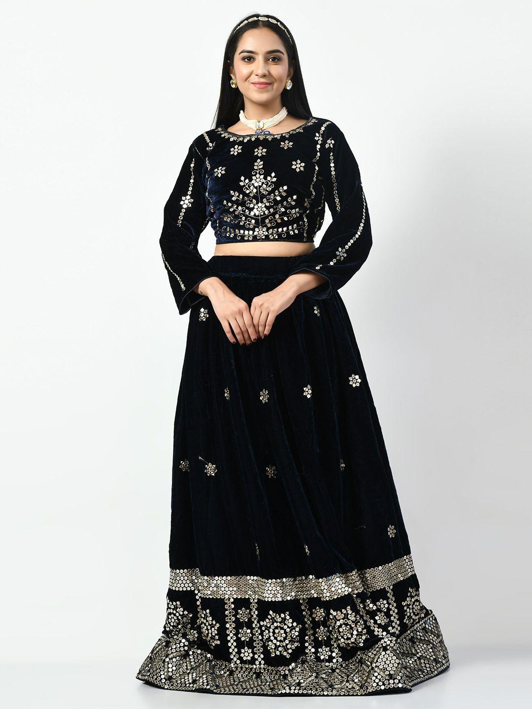 angroop embroidered sequinned semi-stitched lehenga & unstitched blouse with dupatta