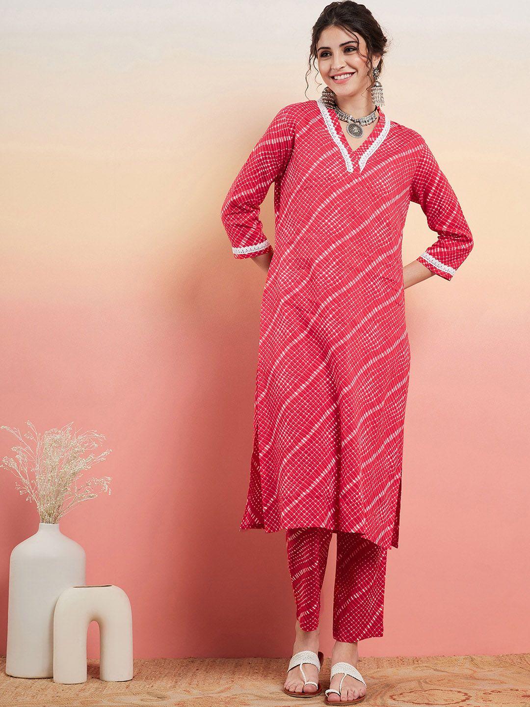 sangria leheriya printed pure cotton straight kurta with trousers