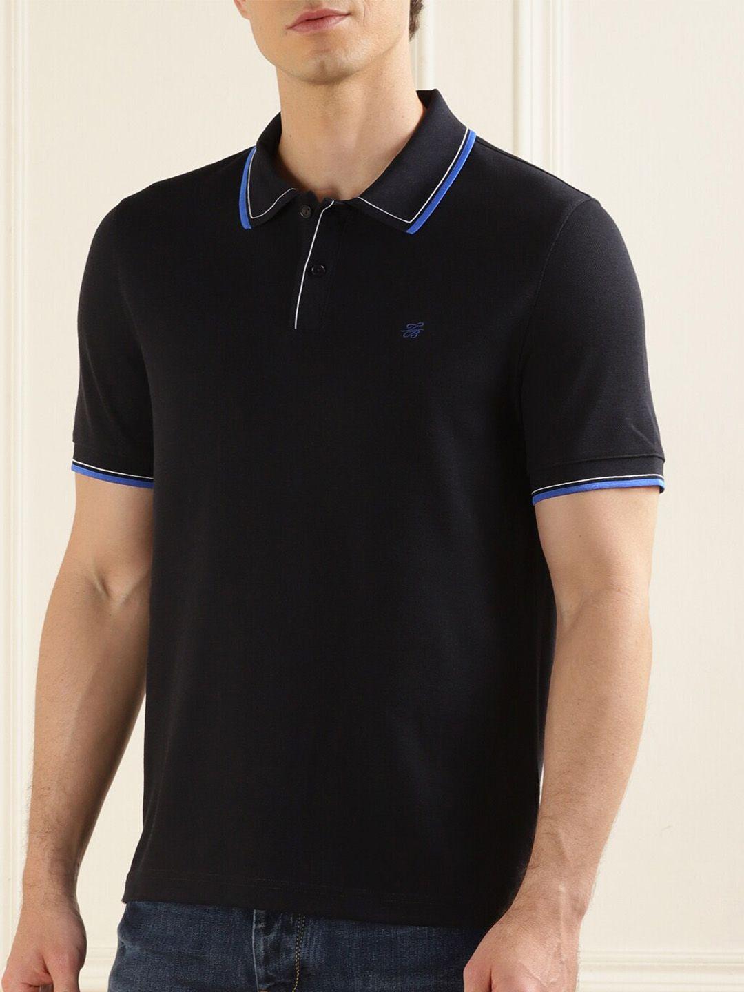 ted baker men navy blue checked polo collar pockets t-shirt