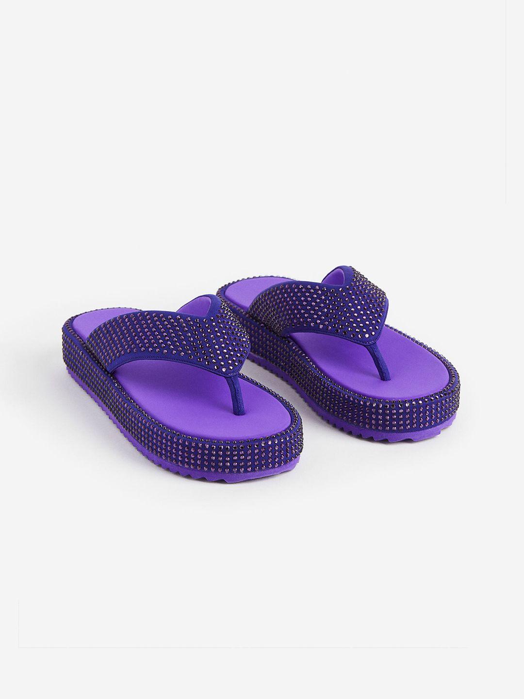 h&m embellished thong flatform flip-flops