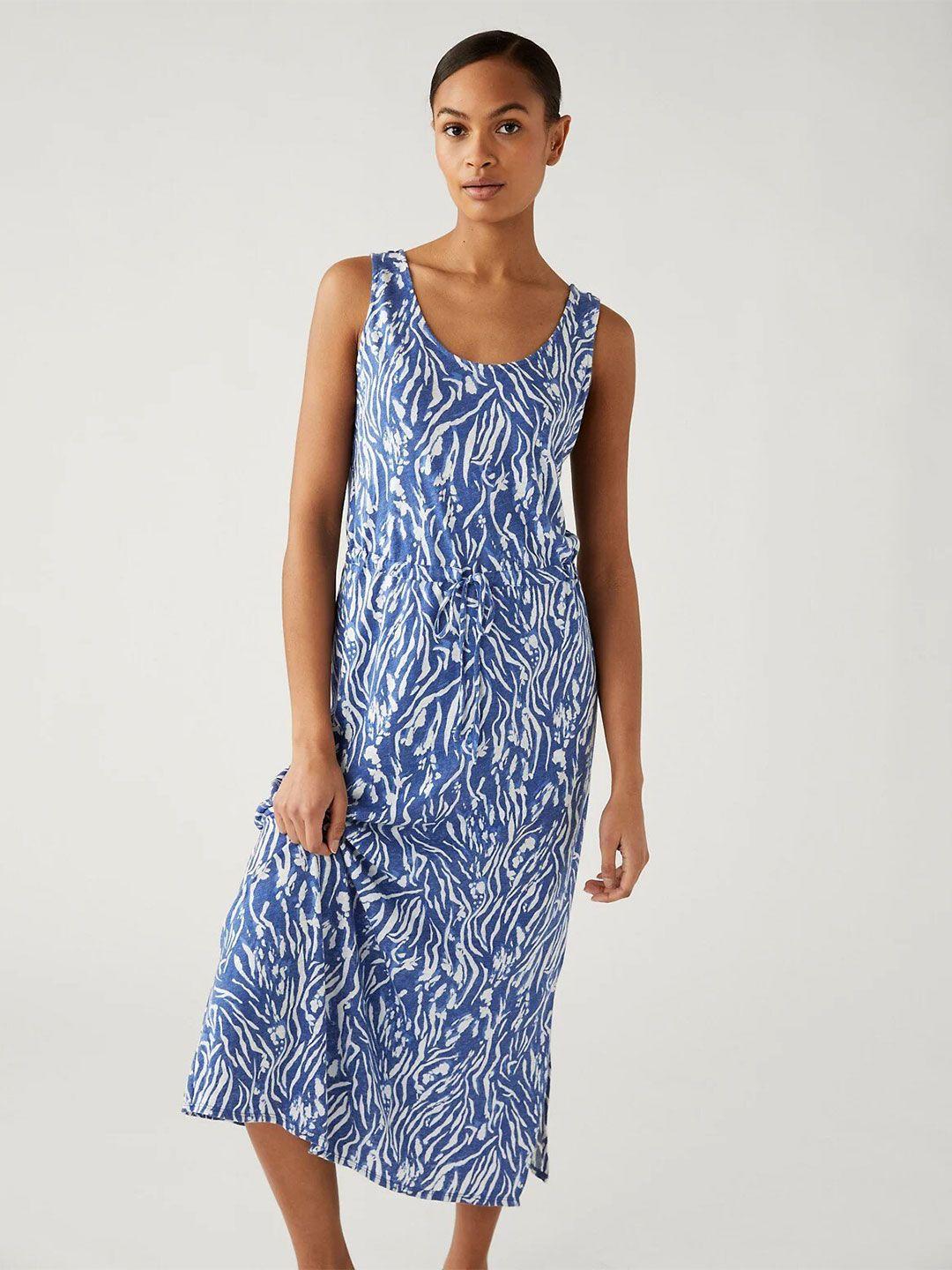 marks & spencer abstract printed tie-up detail maxi midi dress