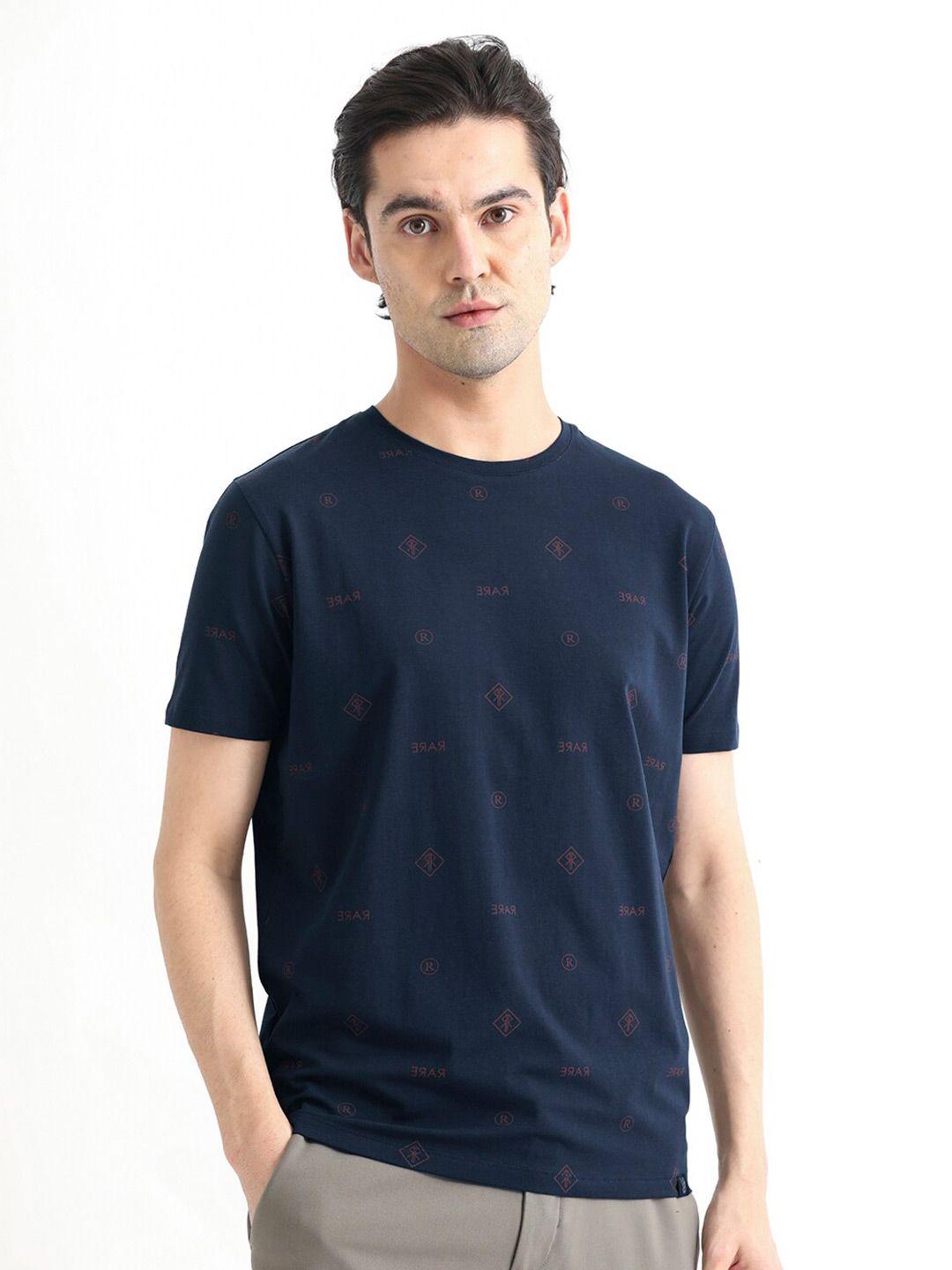 rare rabbit typography printed cotton slim fit t-shirt