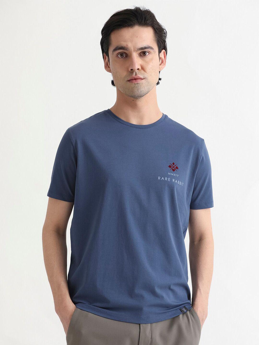 rare rabbit men blue extended sleeves pockets slim fit t-shirt