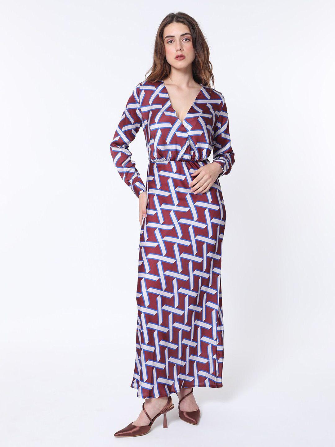 rareism brown print maxi dress