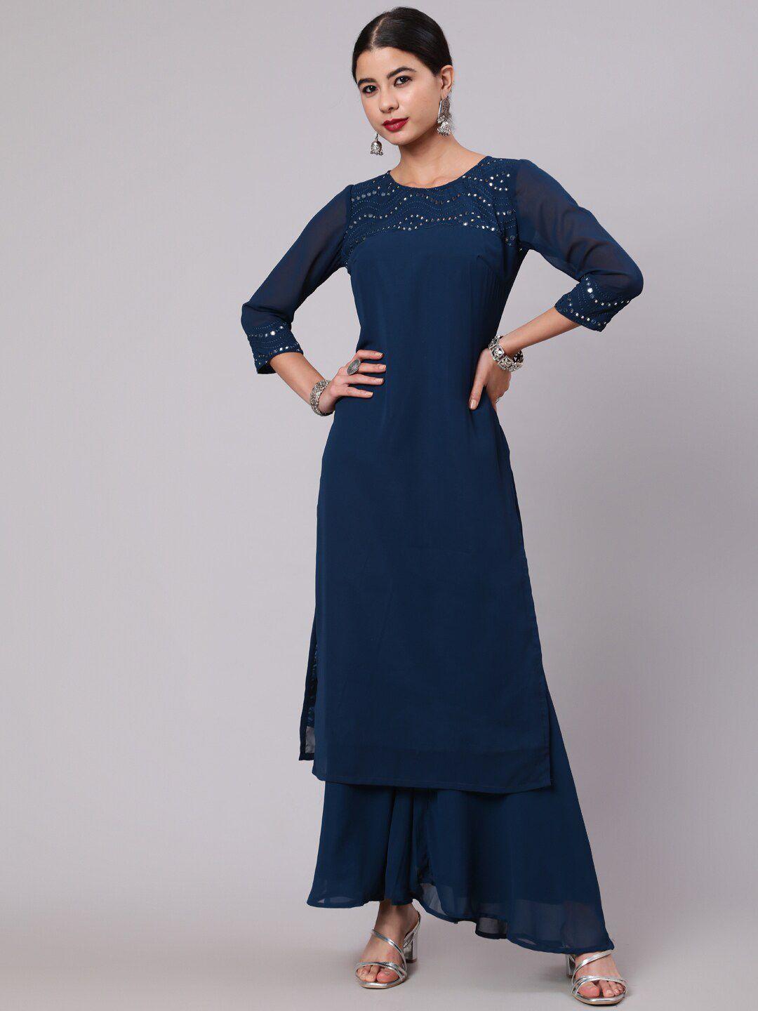 aks couture mirror work georgette kurta