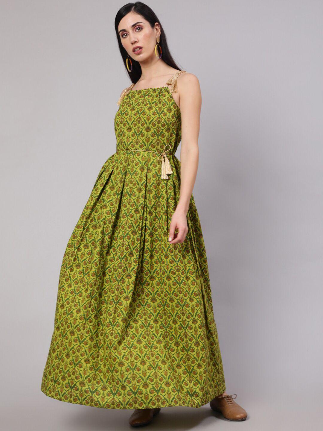 aks green floral print maxi dress