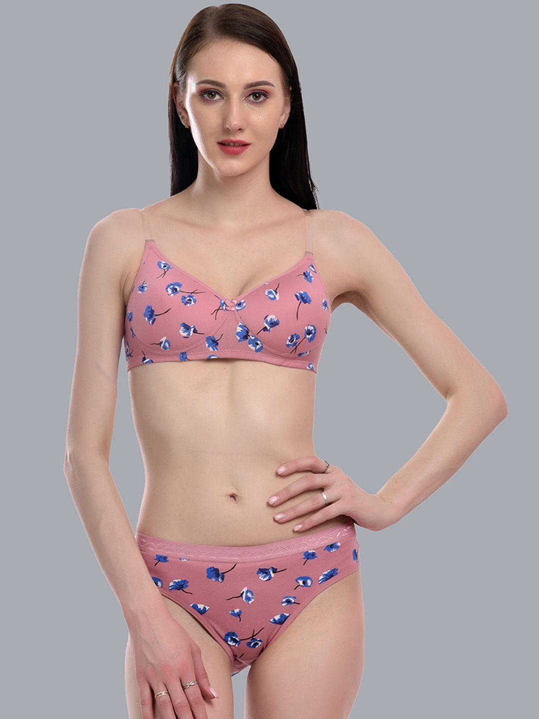 extoes printed cotton lingerie set blossom-lingerie set-pink-30