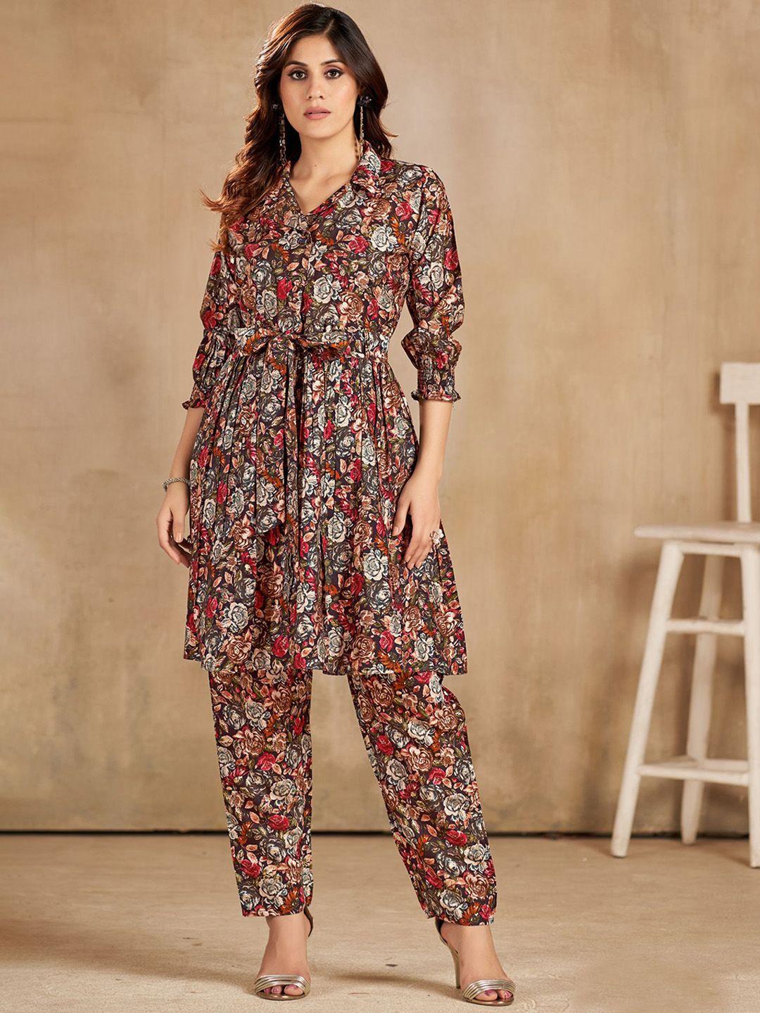 kalini women floral printed top & trouser co-ord set