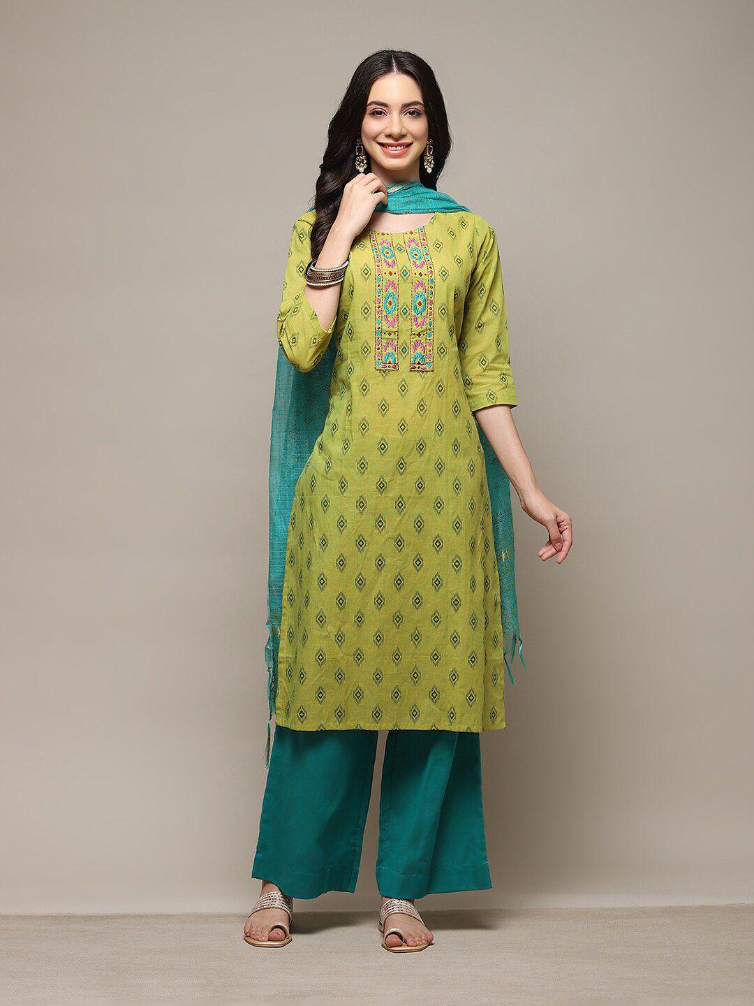 biba ethnic motifs printed unstitched dress material