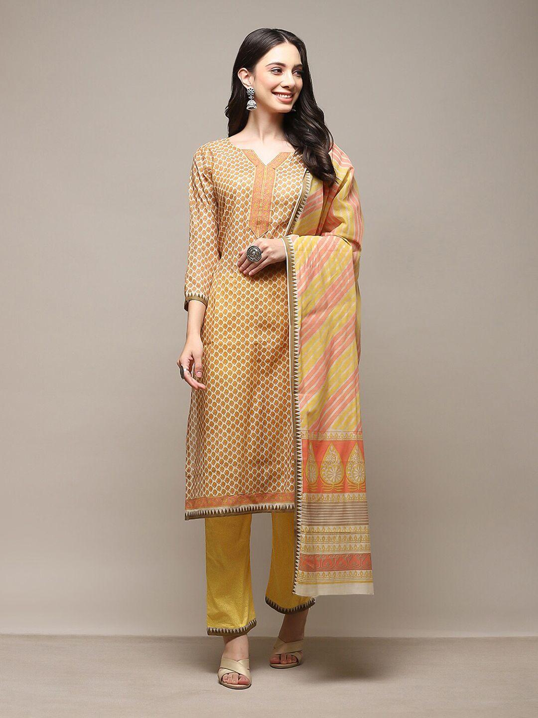 biba ethnic motifs printed unstitched dress material