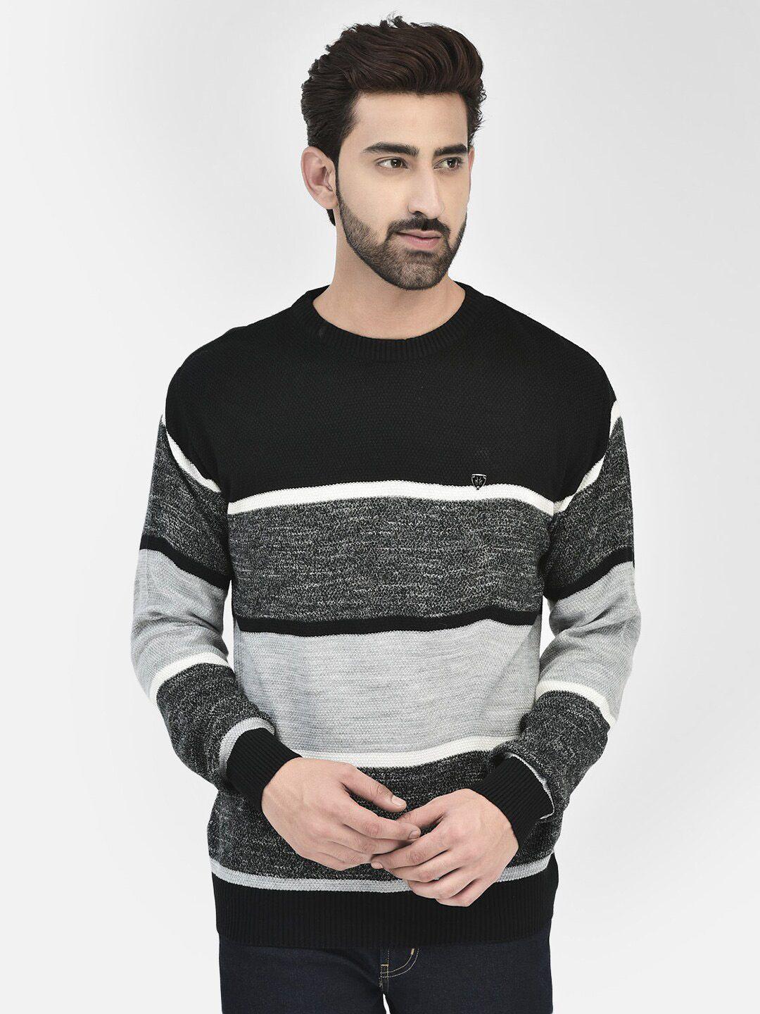 crimsoune club men black & grey colourblocked pullover