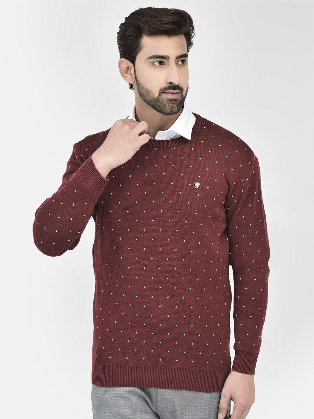 crimsoune club men maroon & white printed pullover