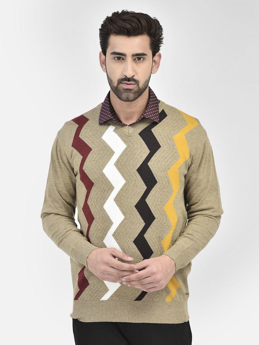 crimsoune club men beige printed pullover