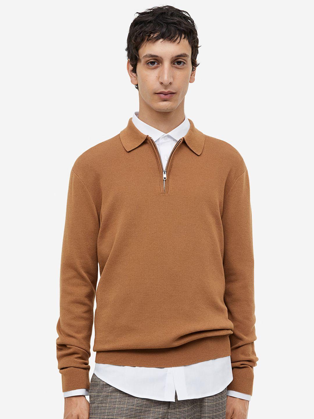 h&m zip-top polo slim-fit sweater