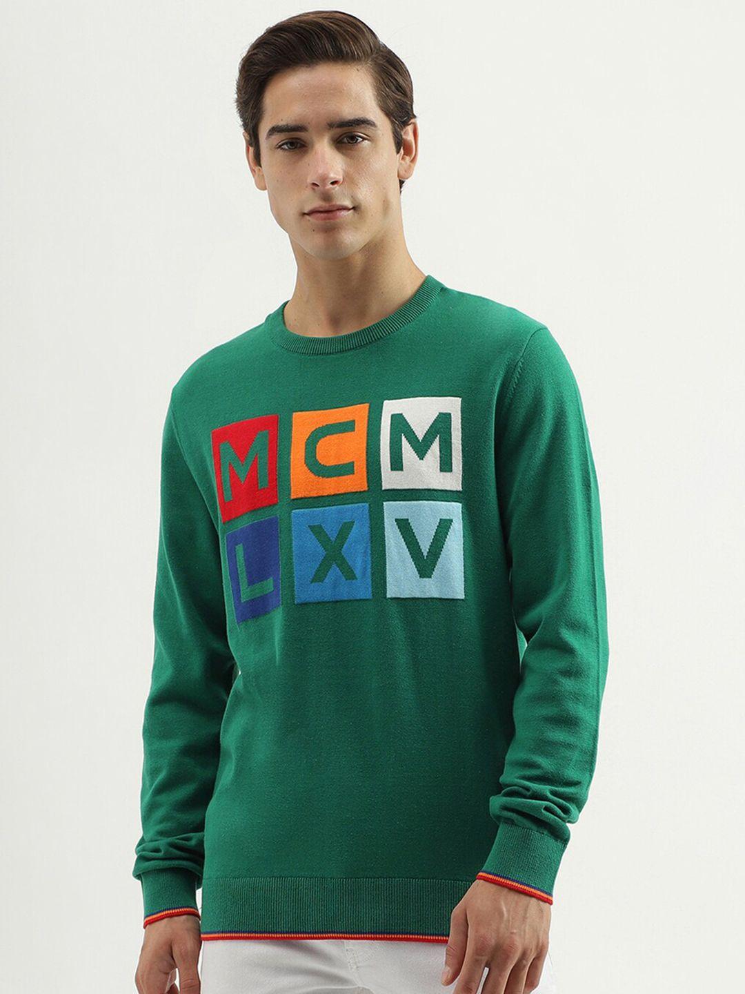 united colors of benetton typography printed cotton pullover sweater