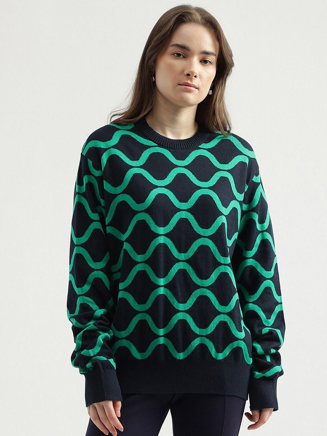 united colors of benetton geometric self design cotton pullover