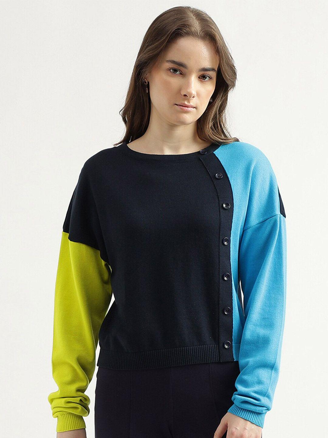 united colors of benetton colourblocked cotton pullover