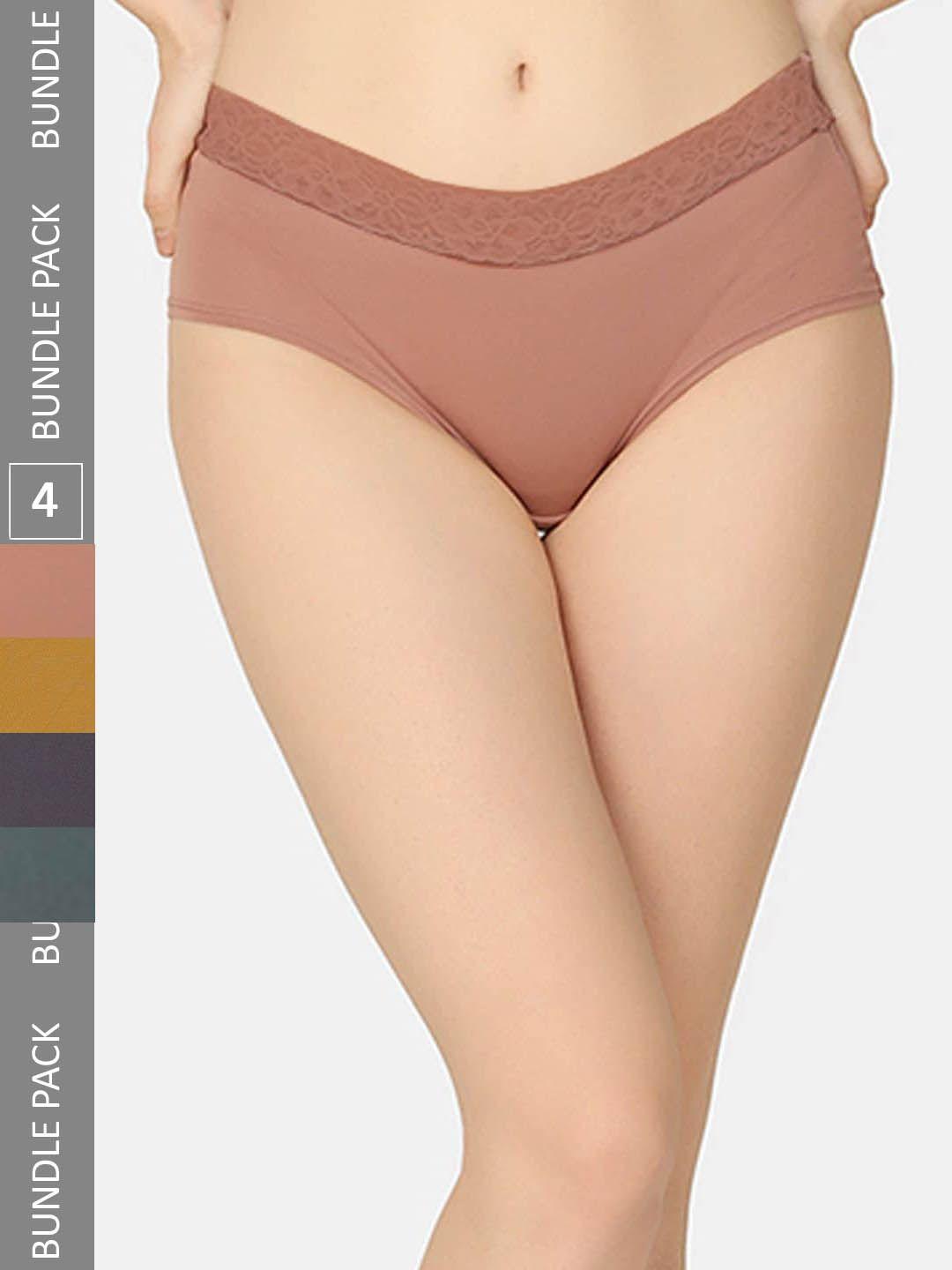 da intimo pack of 4 peach and mustard organic cotton anti-microbial hipster briefs