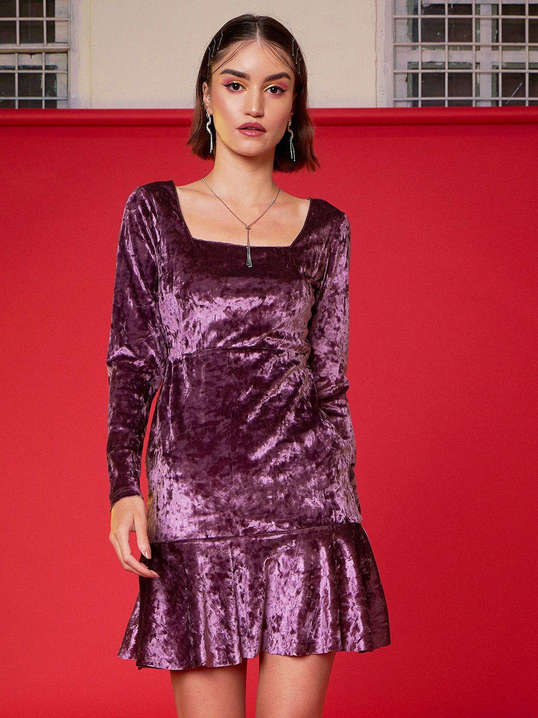 sassafras purple velvet sheath dress