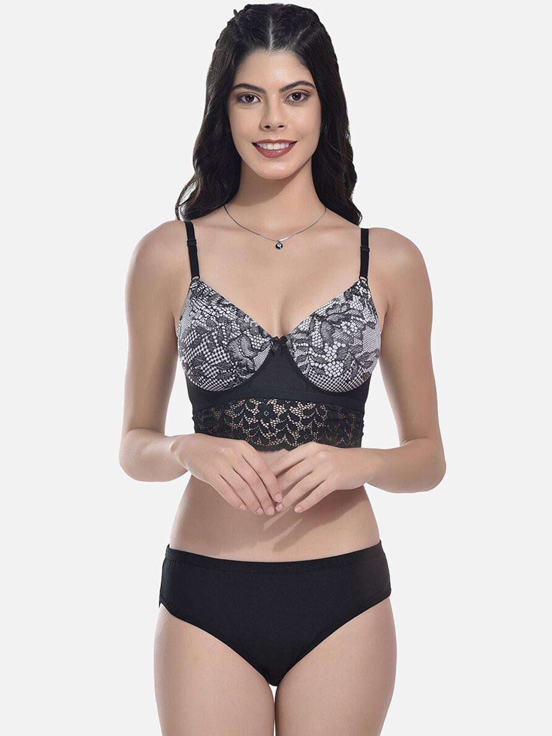 styfun self-design lingerie set ls_slk-p_set_black