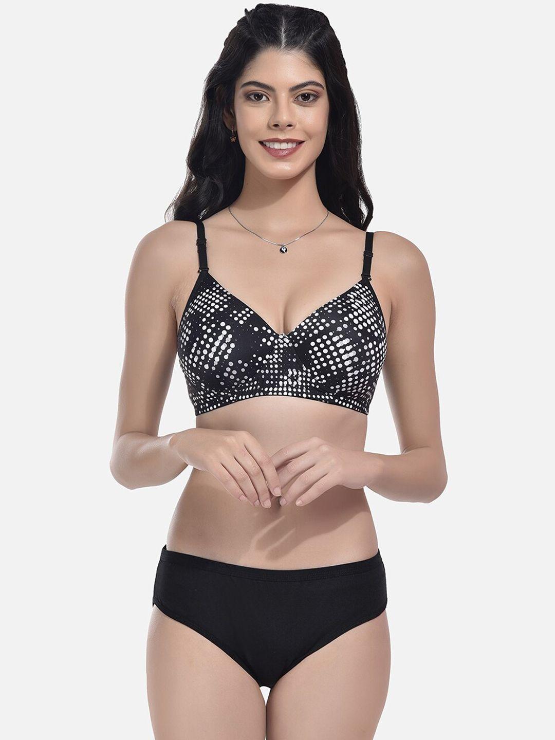 styfun printed lingerie set ls_slk-s_set_black