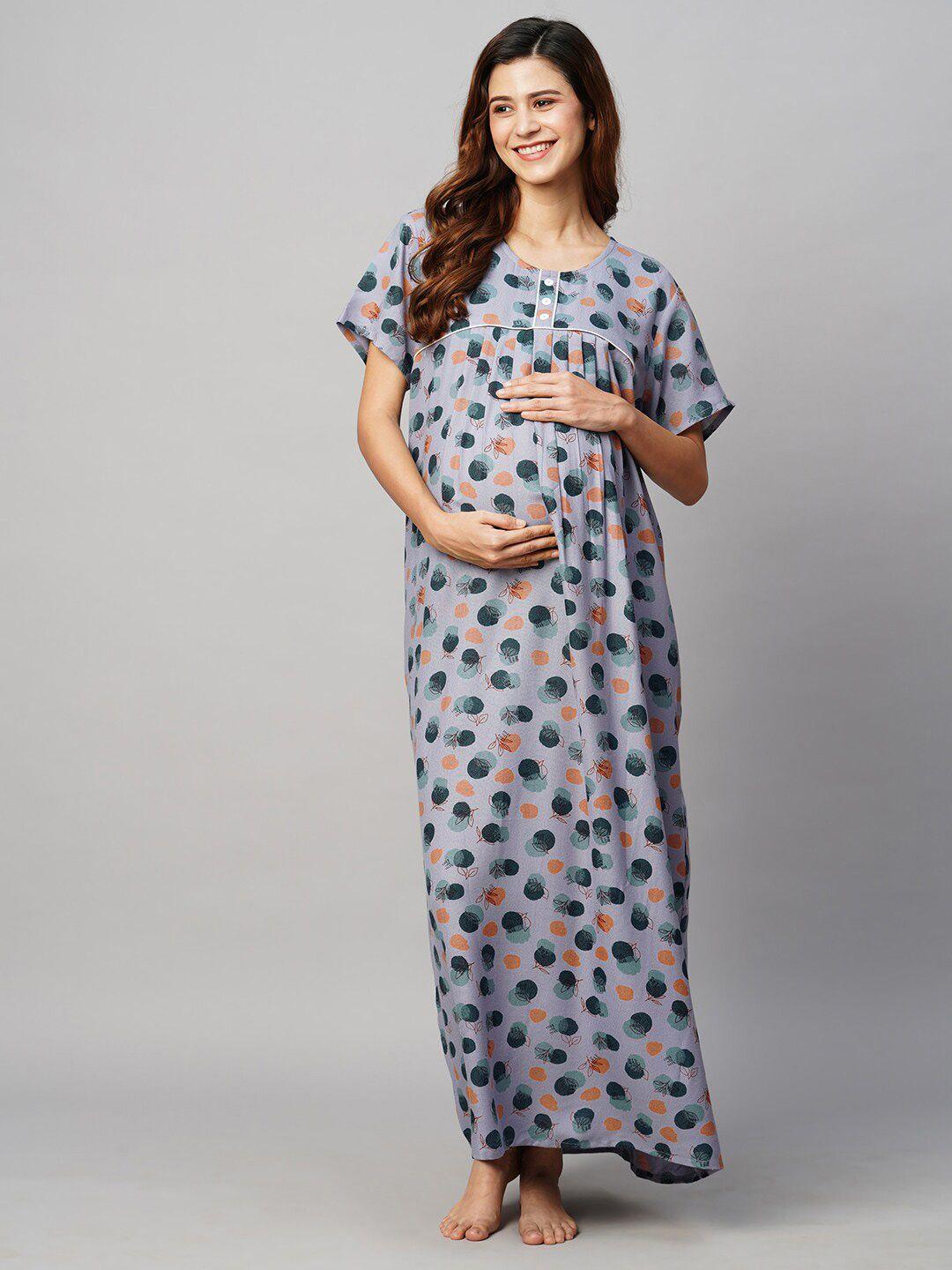 momtobe printed maxi maternity sustainable nightdress