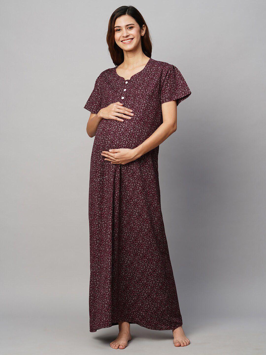 momtobe floral printed maxi maternity sustainable nightdress