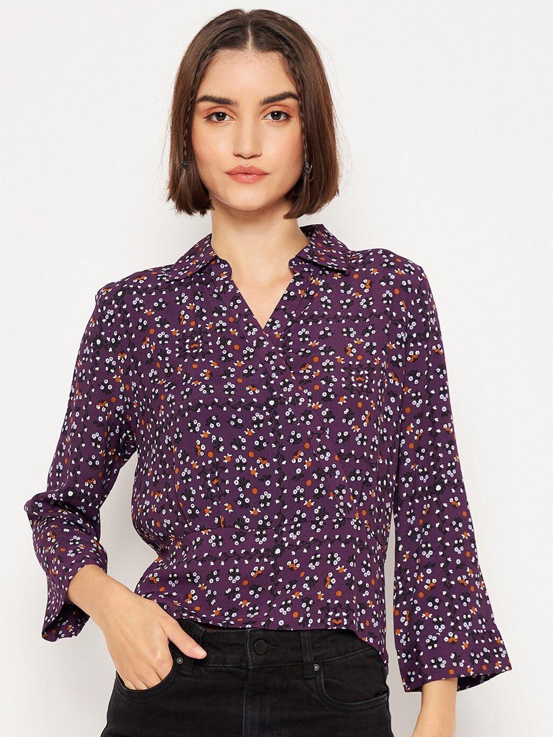 madame floral printed shirt style top