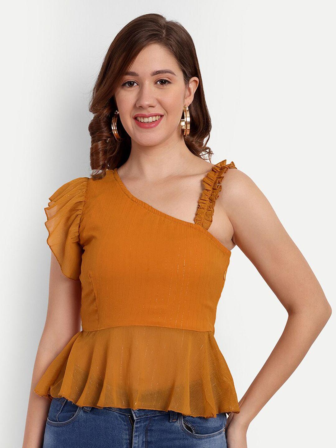 d 'vesh one-shoulder chiffon peplum top