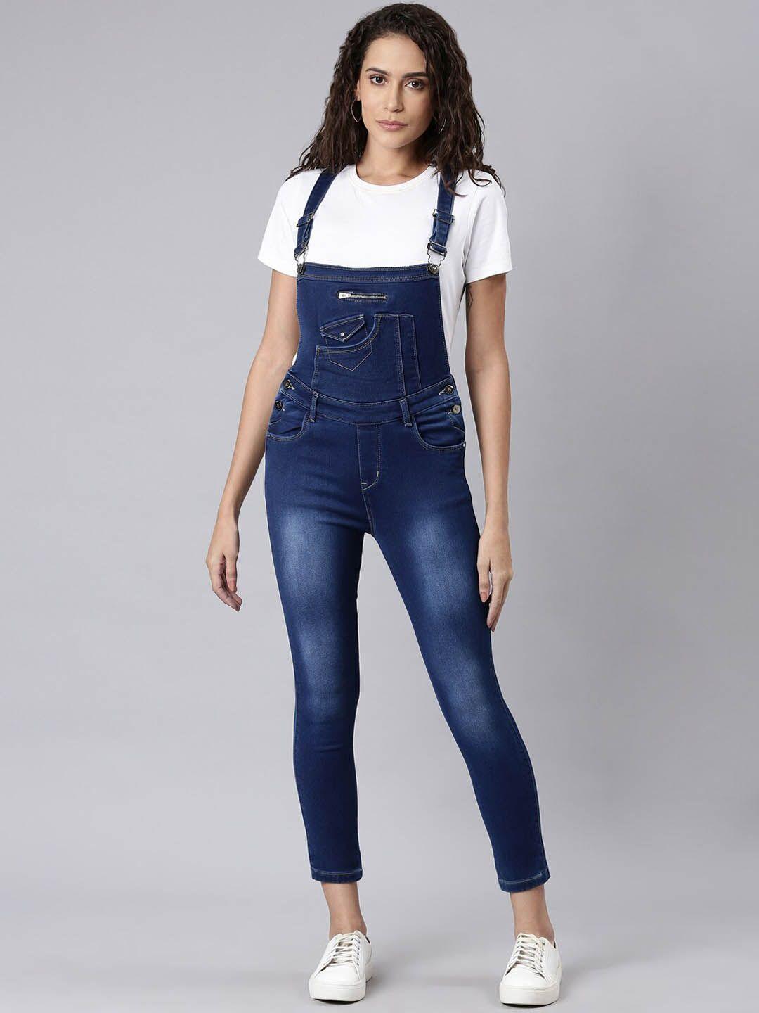 showoff slim-fit cotton denim dungaree