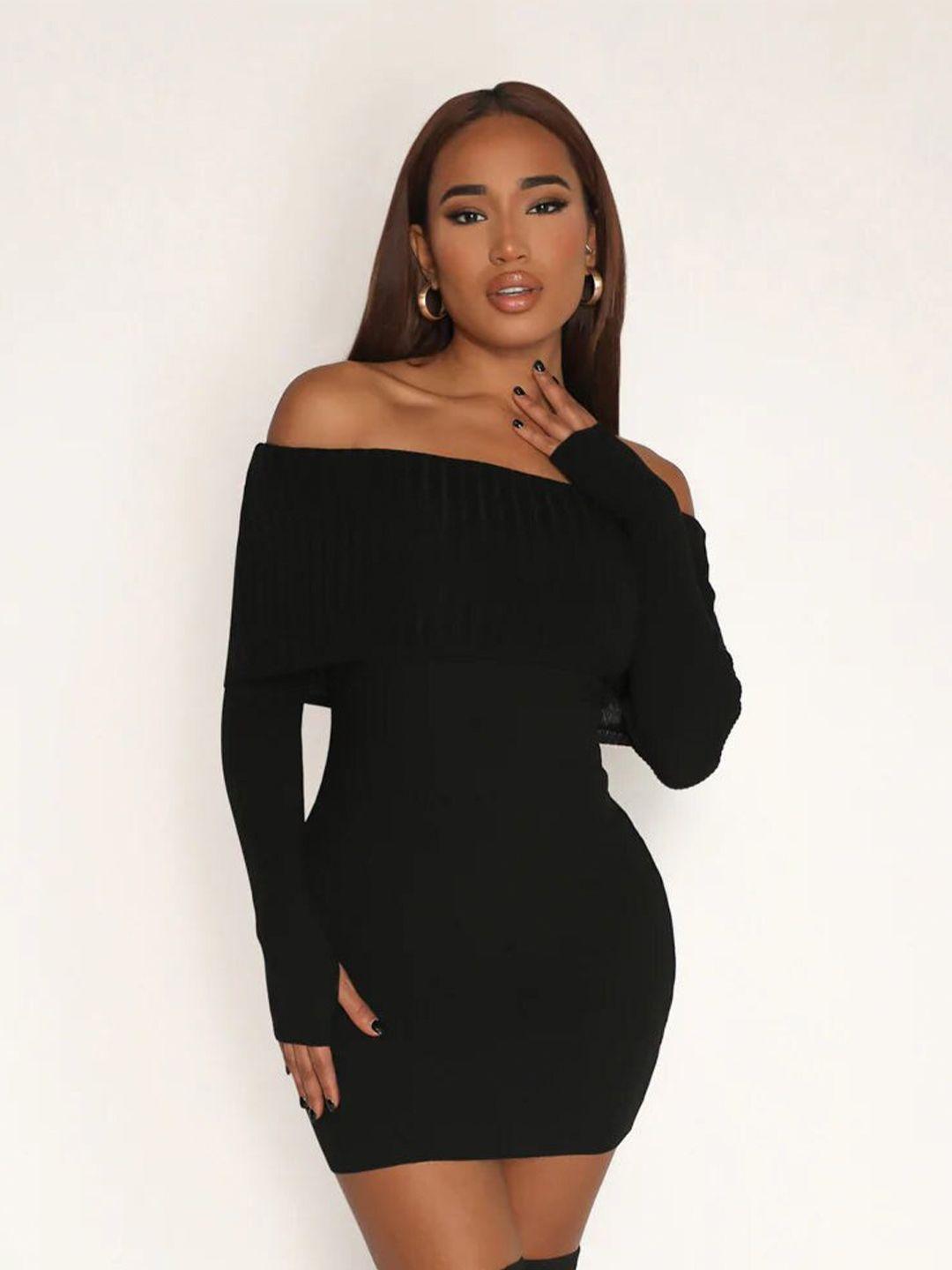 outcast black off-shoulder bodycon mini dress