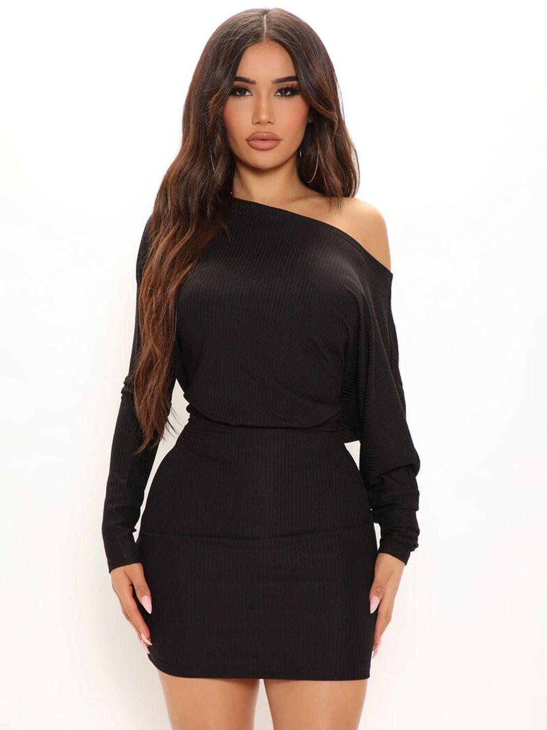 outcast black cold-shoulder bodycon mini dress