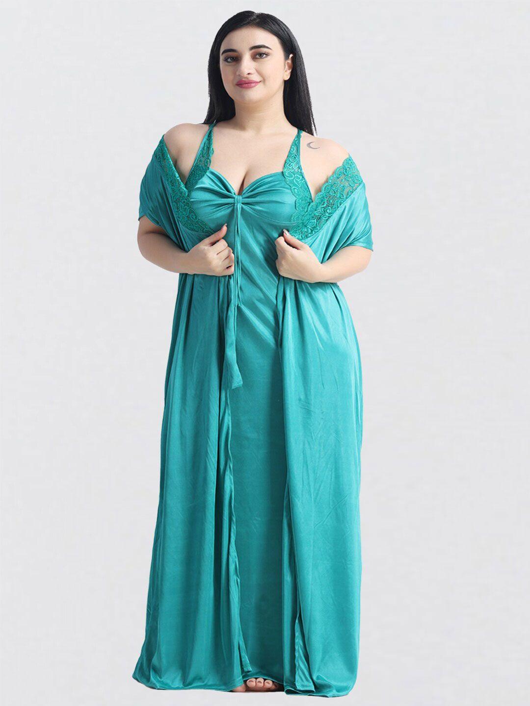 night keys turquoise blue maxi nightdress