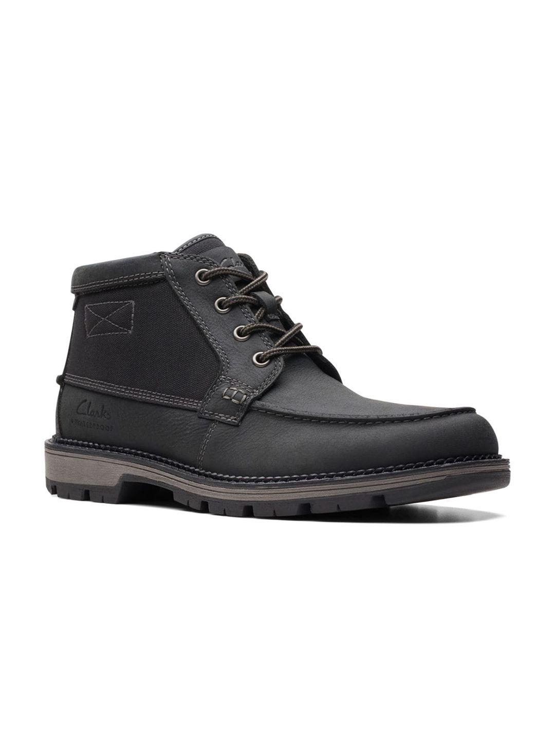 clarks men textured leather mid-top regular boots