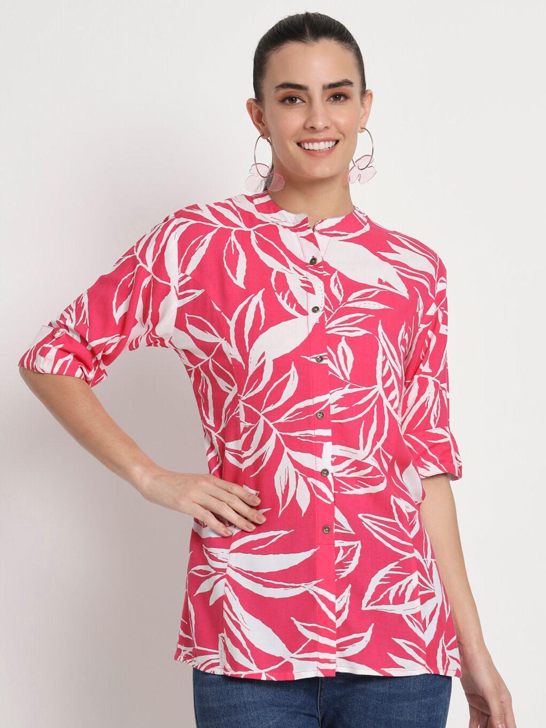 kannan floral printed mandarin collar shirt style top