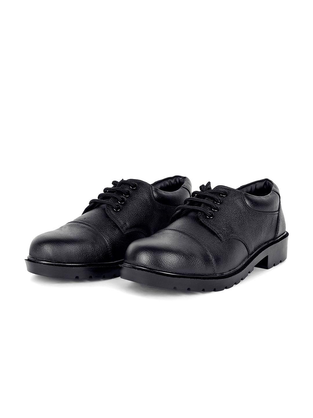 leo's fitness shoes men black colourblocked leather derbys