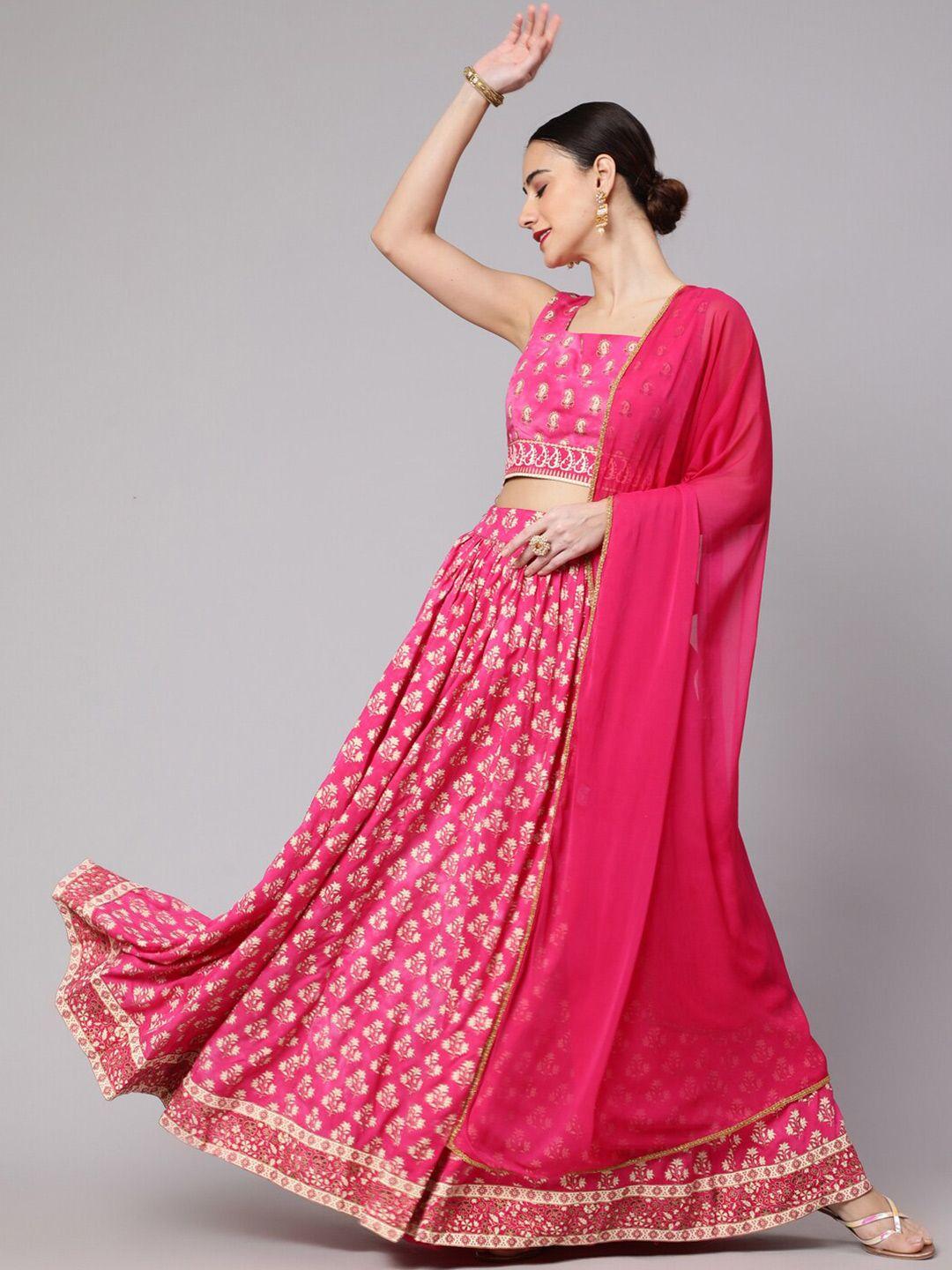 aks ethnic motifs printed ready to wear lehenga with choli & dupatta