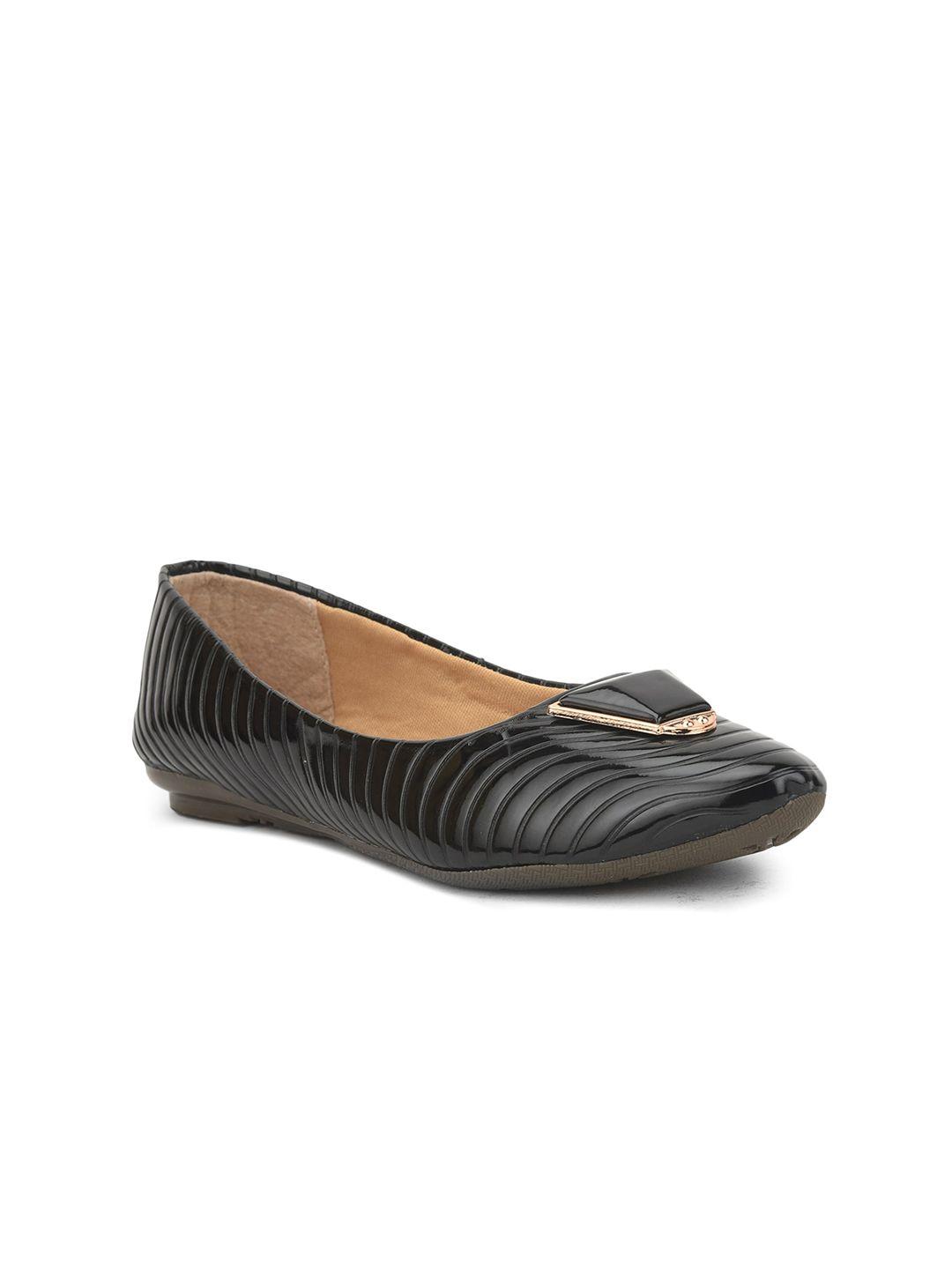 mehnam striped buckled ballerinas