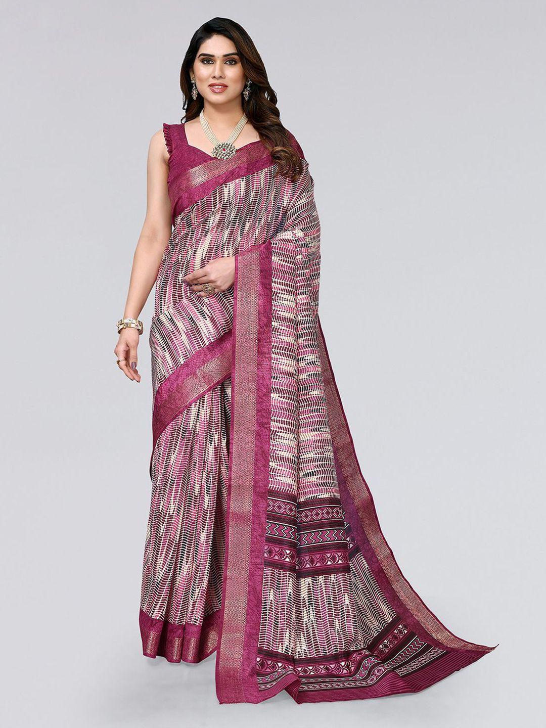 siril geometric print zari polycotton saree